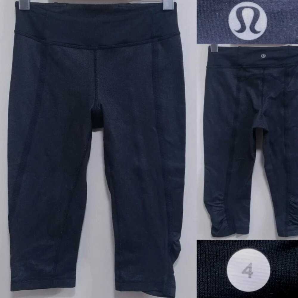 Lululemon Wunder Under Crop 4 XS Woman's Gray Blue Pants Skinny Leggings